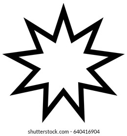 symbol Bahai star of nine angles, nine is a sacred number, a vector a symbol of the Baha'i Faith