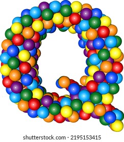 Symbol from balls of rainbow colors. letter q