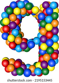 Symbol from balls of rainbow colors. letter g