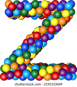 Symbol from balls of rainbow colors. letter z