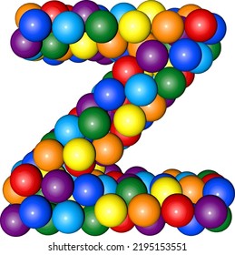 Symbol from balls of rainbow colors. letter z
