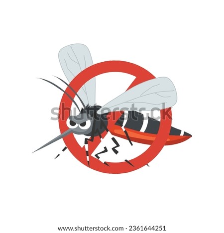 symbol of ban or no Zika Virus Carrier Mosquito . Ban Dangerous Aedes Aegypti. Preventing Zika Virus Spread. Zika Virus Carrier in Prohibited Sign