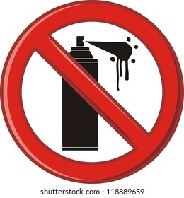 Symbol ban spraying walls, vector illustration on white background
