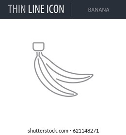 Symbol of Banana. Thin line Icon of Food. Stroke Pictogram Graphic for Web Design. Quality Outline Vector Symbol Concept. Premium Mono Linear Beautiful Plain Laconic Logo