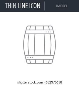 Symbol of Barrel. Thin line Icon of Farming. Stroke Pictogram Graphic for Web Design. Quality Outline Vector Symbol Concept. Premium Mono Linear Beautiful Plain Laconic Logo