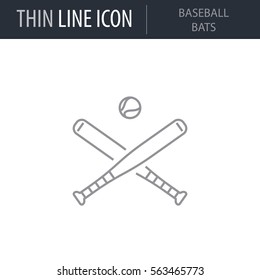 Symbol of Baseball Bats. Thin line Icon of Sport Equipment. Stroke Pictogram Graphic for Web Design. Quality Outline Vector Symbol Concept. Premium Mono Linear Beautiful Plain Laconic Logo