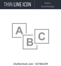 Symbol of basic knowledge Thin line Icon of Education Essentials. Stroke Pictogram Graphic for Web Design. Quality Outline Vector Symbol Concept. Premium Mono Linear Beautiful Plain Laconic Logo
