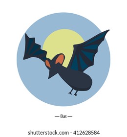 Symbol of the bat. Colorfull flat vector illustration