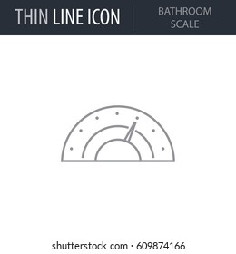 Symbol of Bathroom Scale. Thin line Icon of Diet. Stroke Pictogram Graphic for Web Design. Quality Outline Vector Symbol Concept. Premium Mono Linear Beautiful Plain Laconic