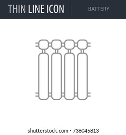 Symbol of Battery. Thin line Icon of Sanitary Engineering. Stroke Pictogram Graphic for Web Design. Quality Outline Vector Symbol Concept. Premium Mono Linear Beautiful Plain Laconic Logo