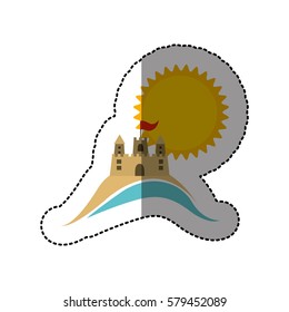 symbol beach with castle icon image, vector illustration