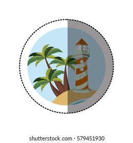 symbol beach with lighthouse icon image, vector illustration
