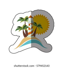 symbol beach with lighthouse icon image, vector illustration