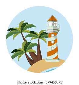 symbol beach with lighthouse icon image, vector illustration