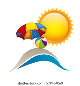 symbol beach with parasol icon image, vector illustration