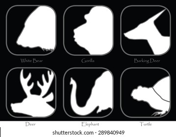 Symbol Bear Gorilla Barking Deer Elephant Turtle sign brochure pattern design Animal World Wildelife.