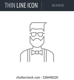 Symbol of Beardie Thin line Icon of Different People. Stroke Pictogram Graphic for Web Design. Quality Outline Vector Symbol Concept. Premium Mono Linear Beautiful Plain Laconic Logo