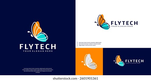 symbol of the beauty of future technology, with the concept of butterfly insects, modern abstract, logo design illustration.