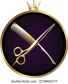 Symbol for beauty salon and barbershop. Scissors and comb stylist tool