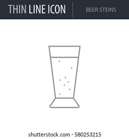 Symbol of Beer Steins. Thin line Icon of Beverage. Stroke Pictogram Graphic for Web Design. Quality Outline Vector Symbol Concept. Premium Mono Linear Beautiful Plain Laconic Logo