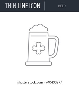 Symbol of Beer. Thin line Icon of Saint Patrick Day. Stroke Pictogram Graphic for Web Design. Quality Outline Vector Symbol Concept. Mono Linear Beautiful Plain Laconic Logo