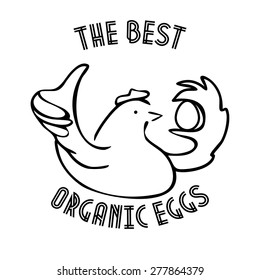 Symbol of the best organic eggs. Chicken with the egg.