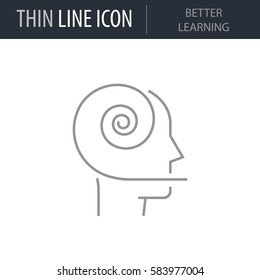 Symbol of Better Learning. Thin line Icon of Human Personality And Traits. Stroke Pictogram Graphic for Web Design. Quality Outline Vector Symbol Concept. Premium Mono Linear Beautiful Plain Laconic