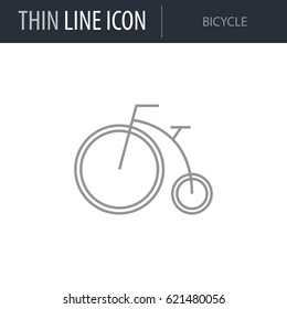 Symbol of Bicycle. Thin line Icon of Hipster. Stroke Pictogram Graphic for Web Design. Quality Outline Vector Symbol Concept. Premium Mono Linear Beautiful Plain Laconic Logo