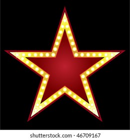 Symbol of big red star on black background