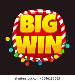 Symbol BIG WIN for Christmas Themed Slots or games. Merry Christmas icon or symbol for your game assets