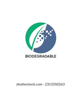 symbol of biodegradable, biodegradable product sign, vector art.