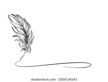 The symbol of a bird feather with ink. 
