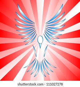 Symbol of a bird on a red background