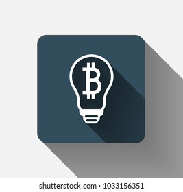 symbol bitcoin light bulb Icon.Vector Illustration.