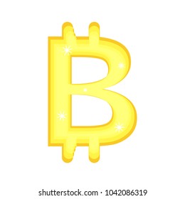Symbol of bitcoin on a white background.