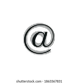 at symbol in black with dotted texture, typewriter character, editable vector