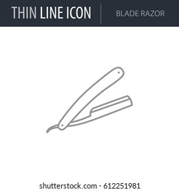 Symbol of Blade Razor. Thin line Icon of Hygiene. Stroke Pictogram Graphic for Web Design. Quality Outline Vector Symbol Concept. Premium Mono Linear Beautiful Plain Laconic