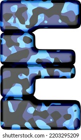 Symbol in blue camouflage. letter e