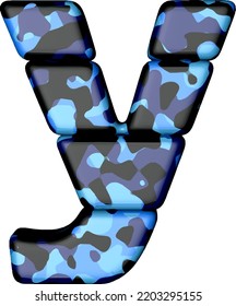 Symbol in blue camouflage. letter y