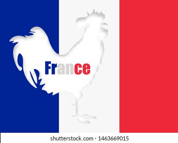 The symbol of the blue flag, white, red, Gallic rooster