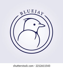 Symbol Of Bluejay In Line Art Vector For Logo Icon Illustration Design In Badge