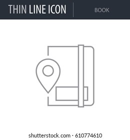 Symbol of Book. Thin line Icon of Business. Stroke Pictogram Graphic for Web Design. Quality Outline Vector Symbol Concept. Premium Mono Linear Beautiful Plain Laconic Logo