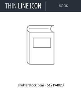 Symbol of Book. Thin line Icon of College. Stroke Pictogram Graphic for Web Design. Quality Outline Vector Symbol Concept. Premium Mono Linear Beautiful Plain Laconic Logo
