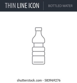 Symbol of Bottled Water. Thin line Icon of Beverage.