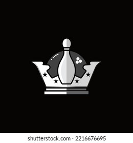 a symbol of a bowling alley with a combination of a crown that is suitable for the provision of sports equipment services or other service providers
