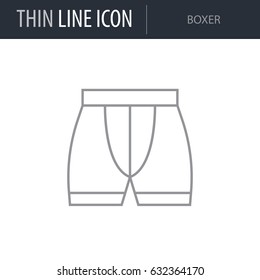 Symbol of Boxer Thin line Icon of Fashion. Stroke Pictogram Graphic for Web Design. Quality Outline Vector Symbol Concept. Premium Mono Linear Beautiful Plain Laconic Logo