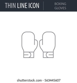 Symbol of Boxing Gloves. Thin line Icon of Sport Equipment. Stroke Pictogram Graphic for Web Design. Quality Outline Vector Symbol Concept. Premium Mono Linear Beautiful Plain Laconic Logo