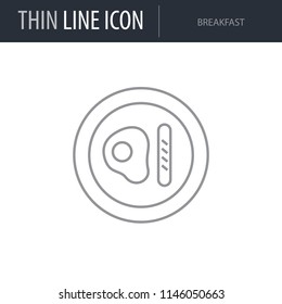 Symbol of Breakfast. Thin line Icon of of Tourism And Travel. Stroke Pictogram Graphic for Web Design. Quality Outline Vector Symbol Concept. Premium Mono Linear Beautiful Plain Laconic Logo