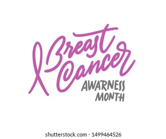 Symbol Breast cancer awareness month in october. Vector illustration. Template design