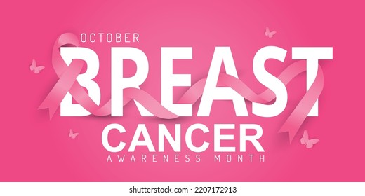 
Symbol of Breast cancer awareness month in october. Realistic pink ribbon Poster,template,Vector illustration,symbol web, social media, ad, cover, poster, template. and space for text.
